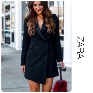 NWT ZARA Black Double Breasted Wool Jacket S